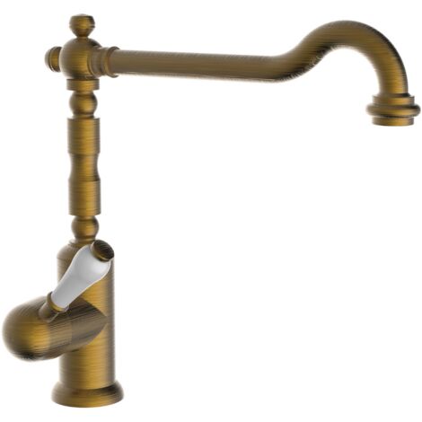 Schläfer 86126510  Miscelatore Rubinetto da Cucina Lavello Serie Retrò in Stile Antico Vecchio Ottone, Canna Alta Girevole Universale, Rubinetto Vintage Universale in Bronzo per Lavatoio, Lavanderia
