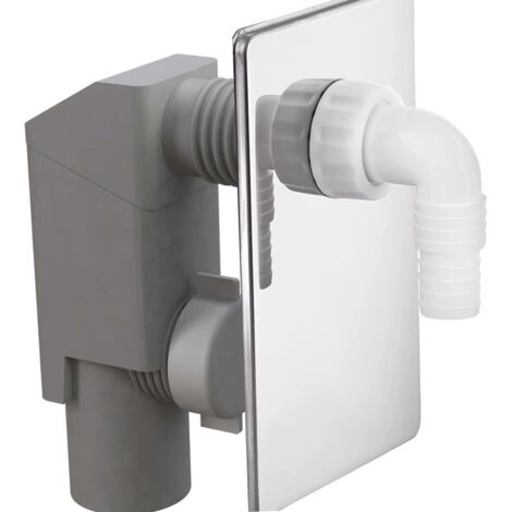 Schläfer  Sifone da Incasso per Lavatrice 655852, Scarico Ø 40mm in PVC, con Placca di Copertura Cromata, Compatibile con Lavastoviglie, Raccordo Portagomma con Attacco da 19-53mm