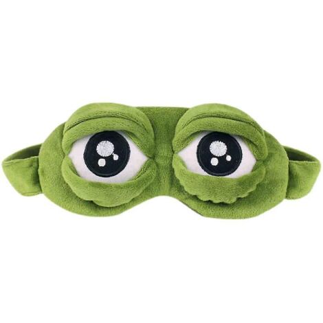 Schlafmaske, flauschiges Gesicht, lustiges Froschaugen-Motiv, Schlafmaske für Reisen (grün)