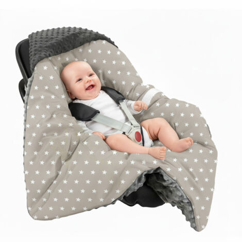 Schlafsack aus weichem Plüsch, 80 x 80 cm, für Autositz, Babytragetuch, Pucktuch – graue Sterne