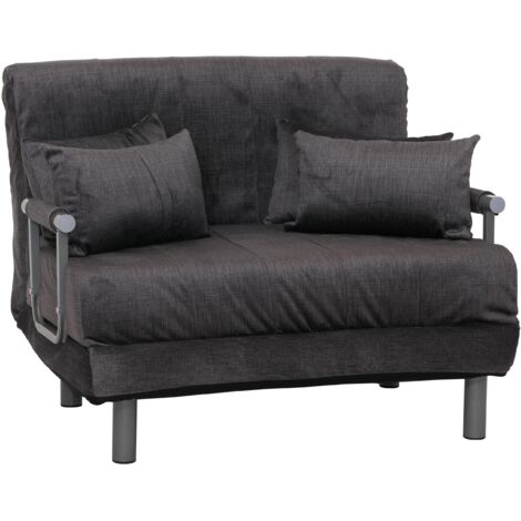 Schlafsessel HHG-690, Klappsessel Schlafsofa Gästebett, Liegefläche 190x100cm, Stoff Chenille (370g/m²) dunkelgrau