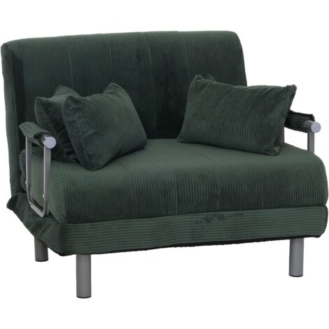 Schlafsessel HHG-702, Klappsessel Schlafsofa Gästebett, Liegefläche 190x100cm, Stoff Cord (330g/m²) grün