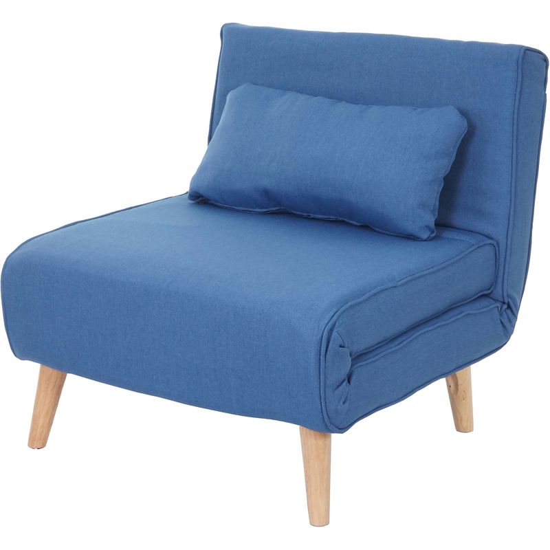 HHG - Schlafsessel 738, Schlafsofa Funktionssessel Klappsessel Relaxsessel Jugendsessel Sessel, Stoff/Textil ~ blau