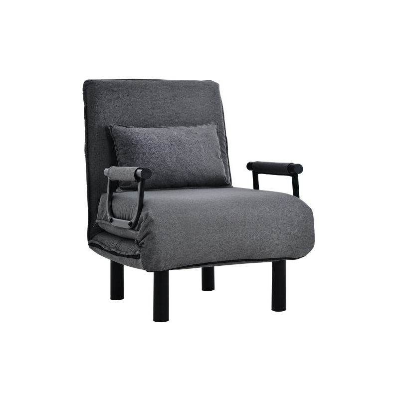 Schlafsessel Sessel mit Kissen Umwandelbarer klappbarer verstellbare Rückenlehne mit 6 Positionen Grau EOCICI - Grau