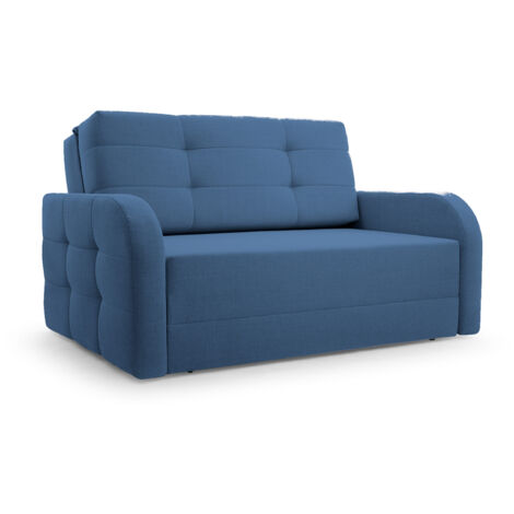 E-MEUBLES Schlafsessel Sofa Sessel Jugendsofa Schlafsofa 2-Sitzer Gästebett mit Schlaffunktion und Bettkasten Kindersofa Porto 120 – Dunkelblau (BRAGI 86)
