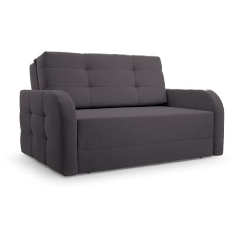 E-MEUBLES Schlafsessel Sofa Sessel Jugendsofa Schlafsofa 2-Sitzer Gästebett mit Schlaffunktion und Bettkasten Kindersofa Porto 120 – Dunkelgrau (BRAGI 16)