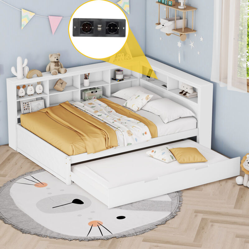 Mivray Schlafsofa 140x200 Cm Mit Ausziehbett 90x190 Cm, Weiß