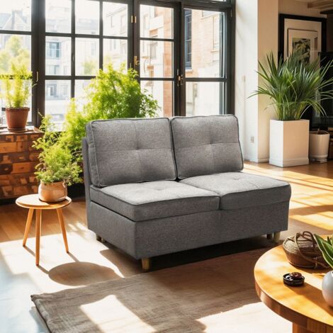 MODUS SOFÀ Schlafsofa 2-Sitzer ausziehbar platzsparend aus grauem Stoff Wanda