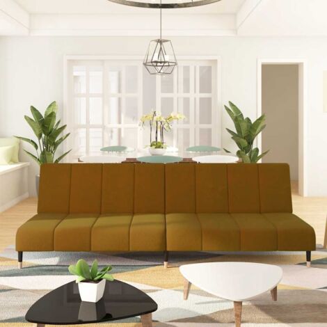 Schlafsofa 2-Sitzer Braun Samt vidaXL