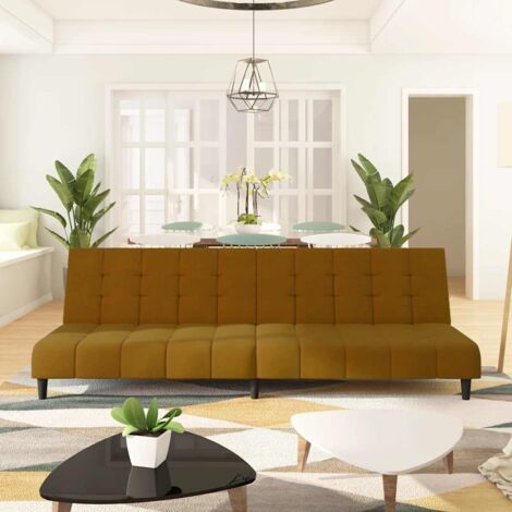 Schlafsofa 2-Sitzer Braun Samt vidaXL