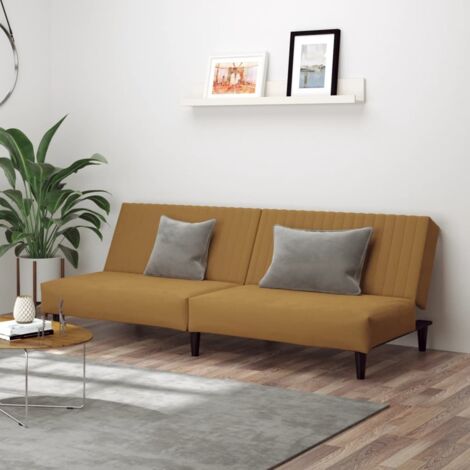 Schlafsofa 2-Sitzer Braun Samt vidaXL