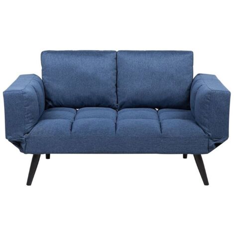 Schlafsofa 2-Sitzer BREKKE Stoff Marineblau