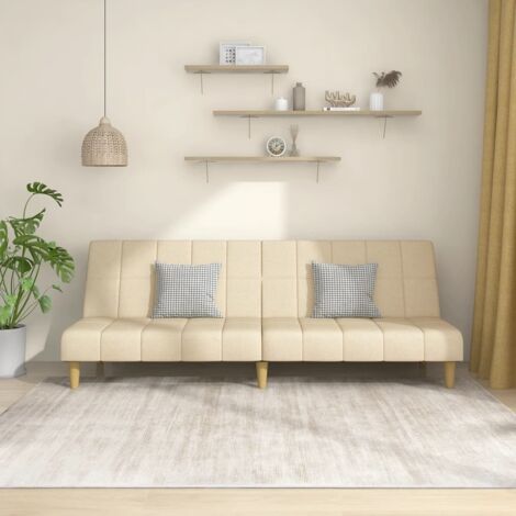 Schlafsofa 2-Sitzer Creme Stoff vidaXL