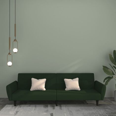 Schlafsofa 2-Sitzer Dunkelgrün Samt vidaXL