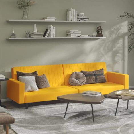 Schlafsofa 2-Sitzer Gelb Samt vidaXL