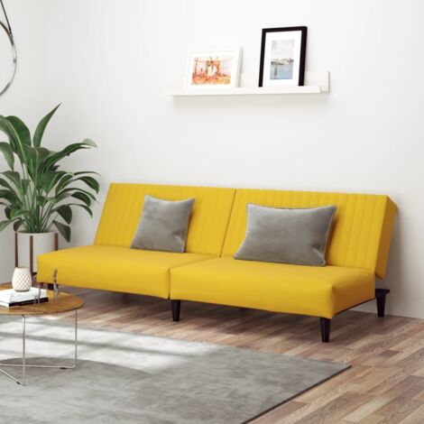 Schlafsofa 2-Sitzer Gelb Samt vidaXL