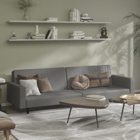 Schlafsofa 2-Sitzer Grau Kunstleder vidaXL