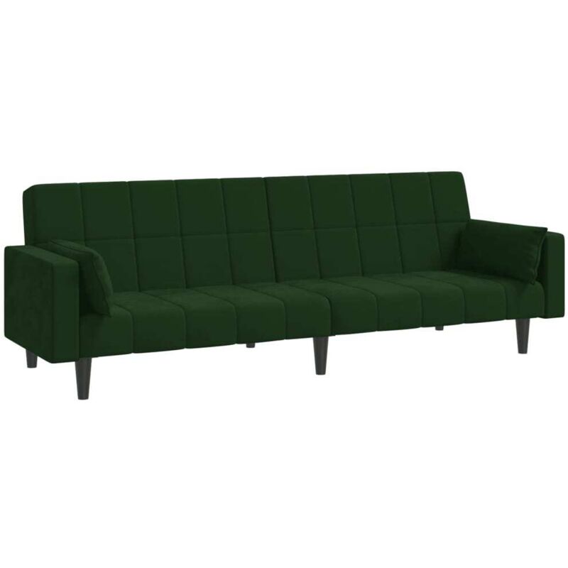 Schlafsofa 2-sitzer Mit 2 Kissen Dunkelgrün Samt Vidaxl