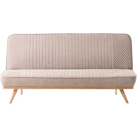 Schlafsofa 2-Sitzer KALFAFEL Stoff Hellbraun