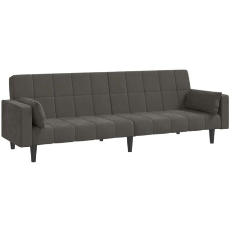 Schlafsofa 2-Sitzer mit 2 Kissen Dunkelgrau Samt vidaXL