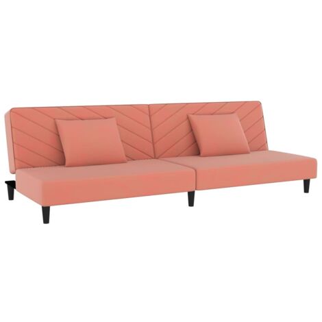 Schlafsofa 2-Sitzer mit 2 Kissen Rosa Samt vidaXL