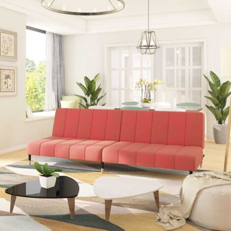Schlafsofa 2-Sitzer Rosa Samt vidaXL