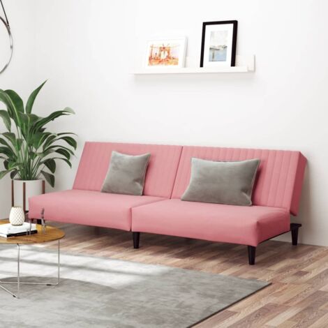 Schlafsofa 2-Sitzer Rosa Samt vidaXL
