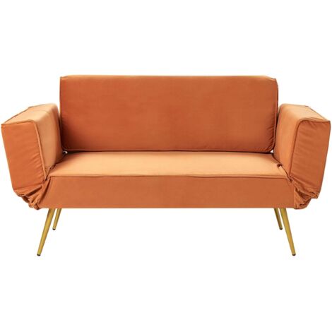 Schlafsofa 2-Sitzer SAARELA Samtstoff Orange
