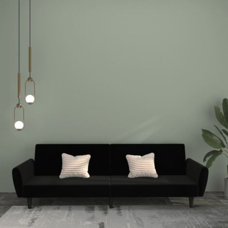 Schlafsofa 2-Sitzer Schwarz Samt vidaXL