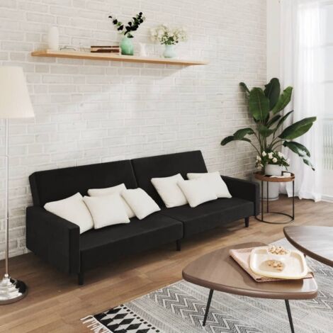 Schlafsofa 2-Sitzer Schwarz Samt vidaXL