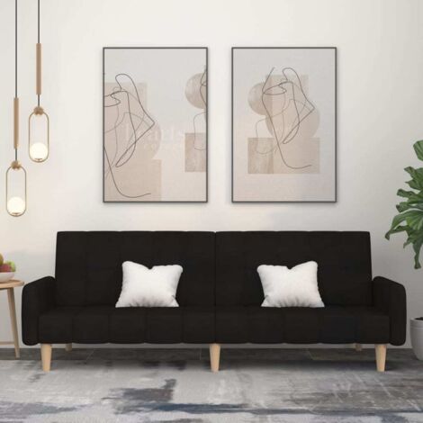 Schlafsofa 2-Sitzer Schwarz Stoff vidaXL