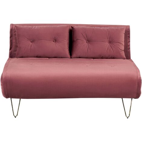 Schlafsofa 2-Sitzer VESTFOLD Samtstoff Rosa