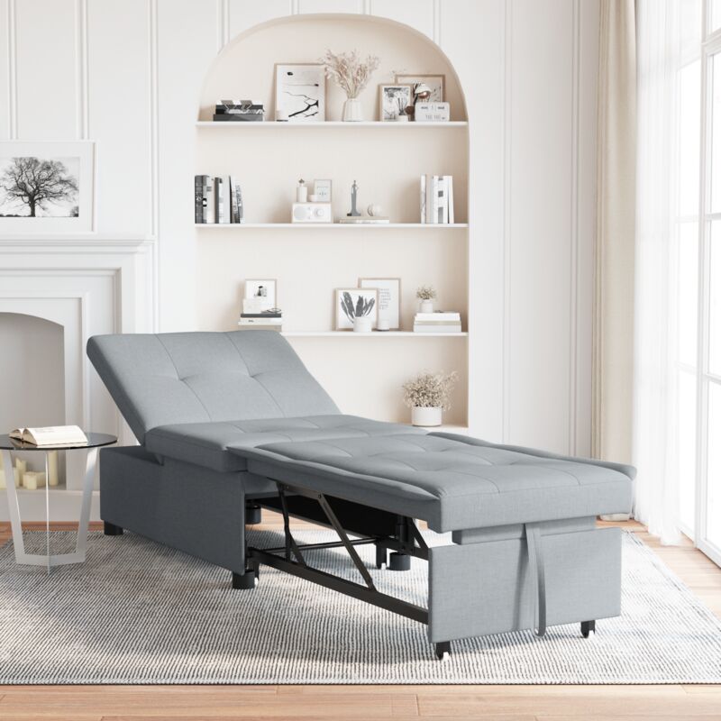 Sofa Bett Hellgrau 194 X 67 X 37 Cm Stoff Vidaxl