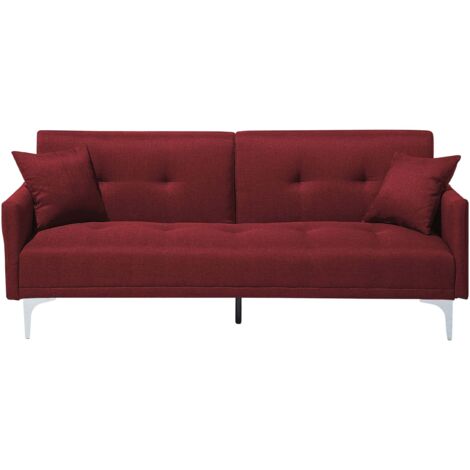 Schlafsofa 3-Sitzer LUCAN Stoff Dunkelrot