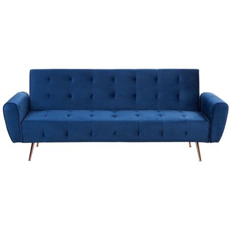 Schlafsofa 3-Sitzer SELNES Samtstoff Marineblau