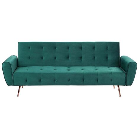 Schlafsofa 3-Sitzer SELNES Samtstoff Smaragdgrün