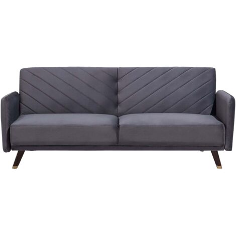 Schlafsofa 3-Sitzer SENJA Samtstoff Grau