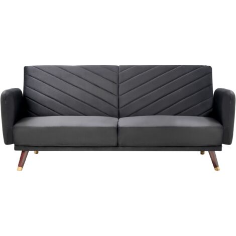 Schlafsofa 3-Sitzer SENJA Samtstoff Schwarz