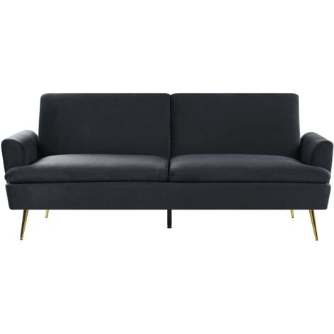 Schlafsofa 3-Sitzer VETTRE Samtstoff Schwarz