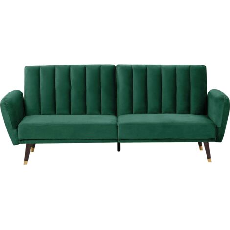 Schlafsofa 3-Sitzer VIMMERBY Samtstoff Smaragdgrün