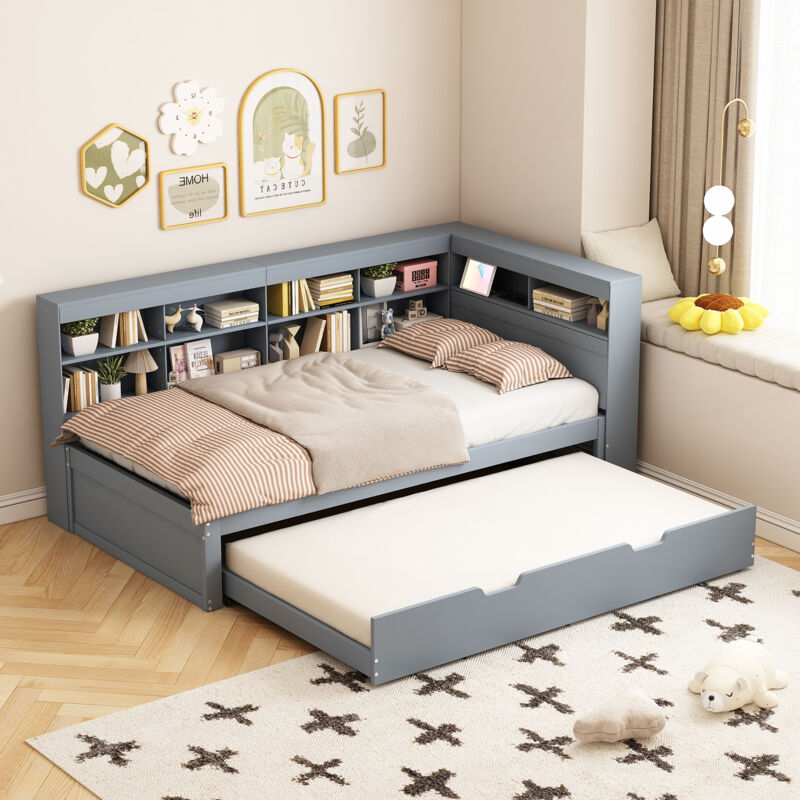 Mivray Schlafsofa 90x200 Cm Mit Ausziehbett 90x190 Cm, Grau