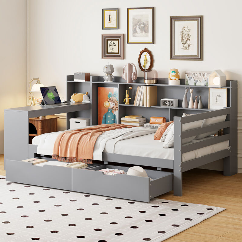 Mivray Schlafsofa 90x200 Cm Mit Holzgestell, Grau