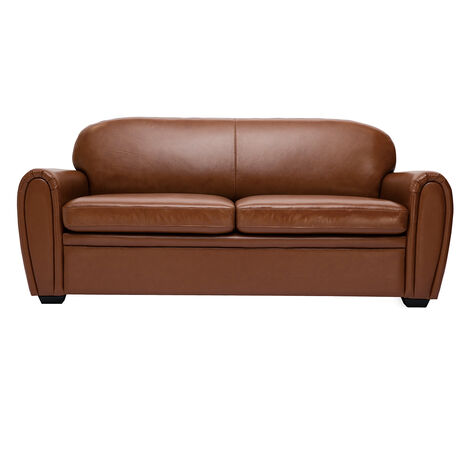 Schlafsofa aus braunem Leder 3-Sitzer CLUB