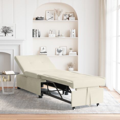 Schlafsofa Creme 67 x 194 x 38 cm Samt vidaXL