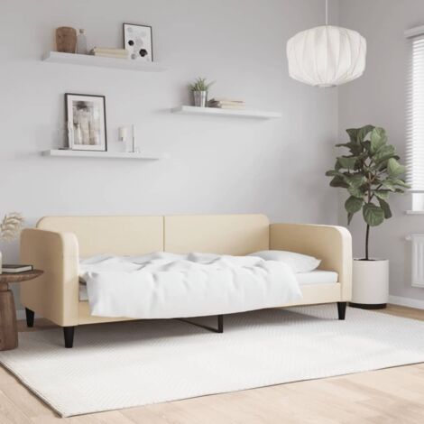Schlafsofa Creme 90x200 cm Stoff
