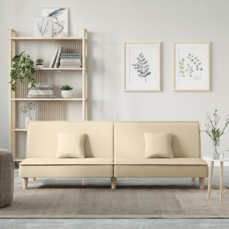 Schlafsofa Creme Stoff vidaXL