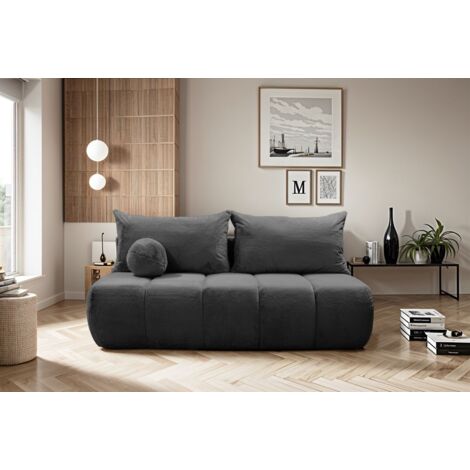 Schlafsofa Designersofa Sofa 3-Sitzer ANZIA in Stoff Bunny Anthrazit