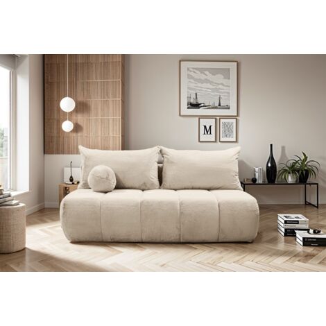 Schlafsofa Designersofa Sofa 3-Sitzer ANZIA in Stoff Bunny Beige