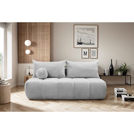 Schlafsofa Designersofa Sofa 3-Sitzer ANZIA in Stoff Bunny Hellgrau