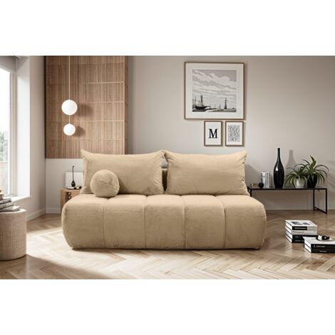 Schlafsofa Designersofa Sofa 3-Sitzer ANZIA in Stoff Bunny Taupe